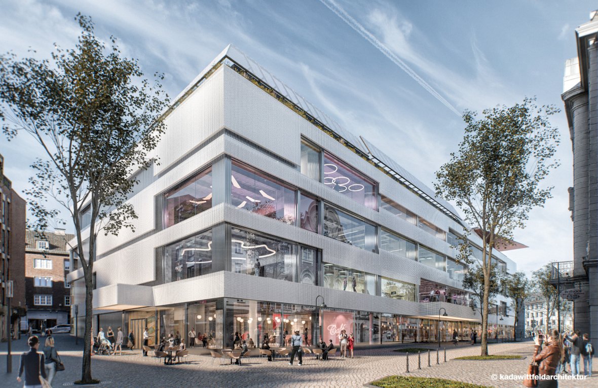 Facade design House of Curiosity kadawittfeldararchitekten Exterior façade with aluminum cladding from the perspective of Büchel and Komphausbadstrasse