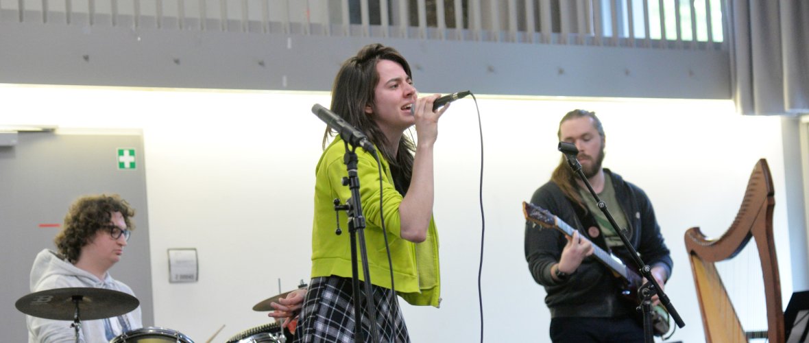 the rock band in action