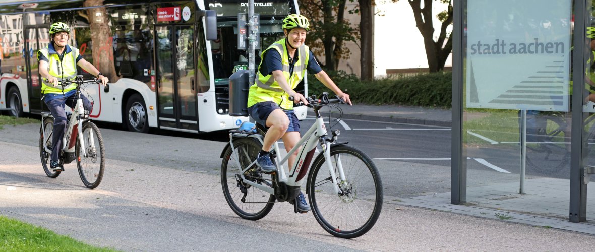 Women on bicycles