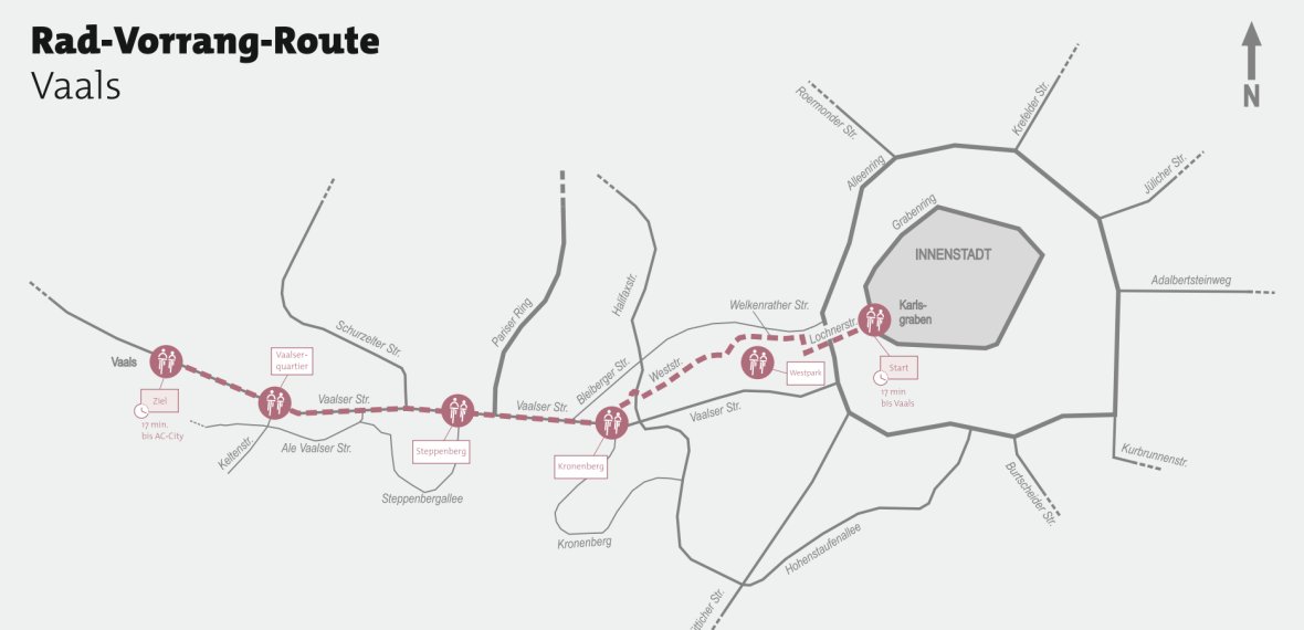 RVR map Vaals Map Cycle Priority Route Vaals