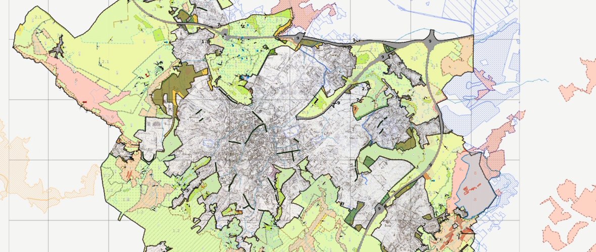 Map of Aachen with information on the landscape plan