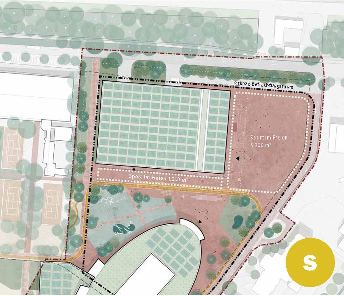 Map view of the sports areas, simple variant