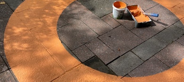 A painted orange ring on the floor.