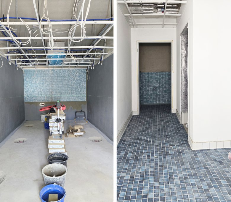 Tiling work on walls and floors