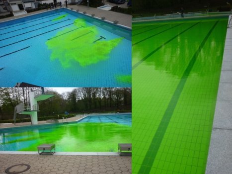 Flow test with dyeing test