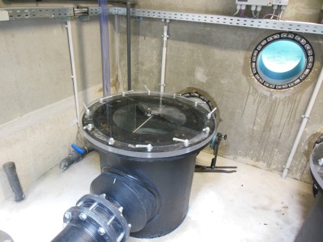 Fiber catcher and viewing hatch in the surge tank