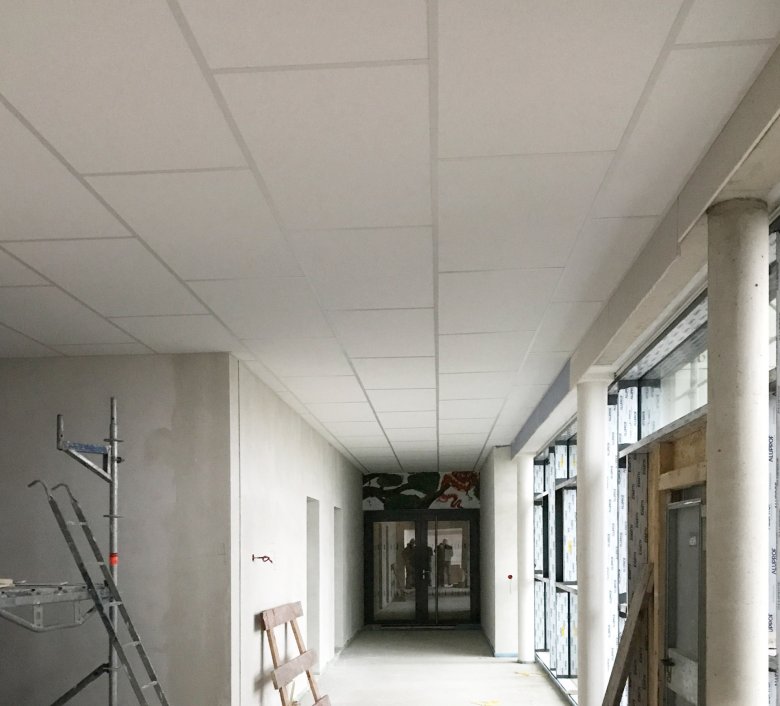Work is currently being carried out on the suspended ceilings.
