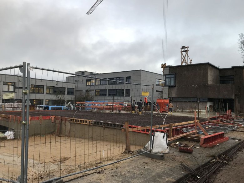 The floor slab of the ground floor is concreted.