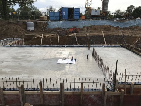 The floor slab of the basement has been concreted.