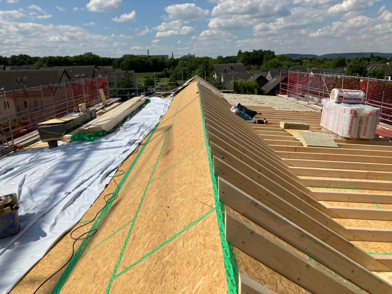 The roof work is progressing.