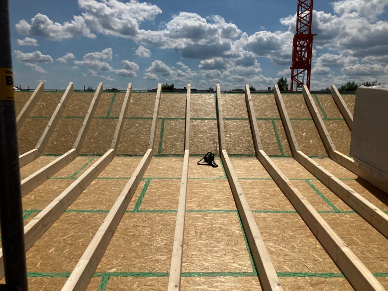 The roof battens are fitted.