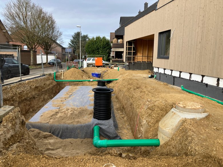The stormwater retention basin was installed and connected.
