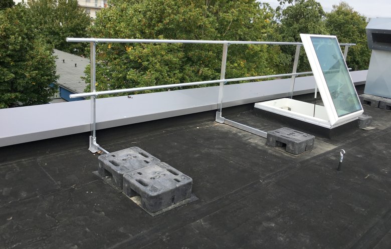 The fall protection on the roof was installed.