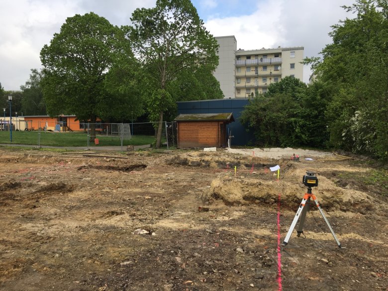 The earthworks have begun. The surveyors have completed the rough staking out.
