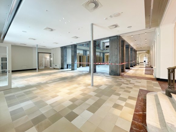 The entrance area shortly before completion