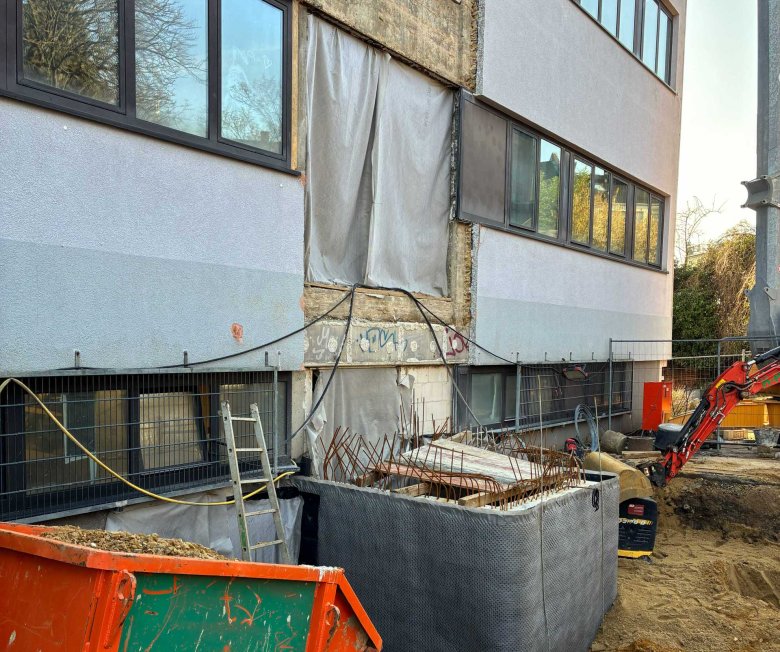 Work on the elevator is progressing.