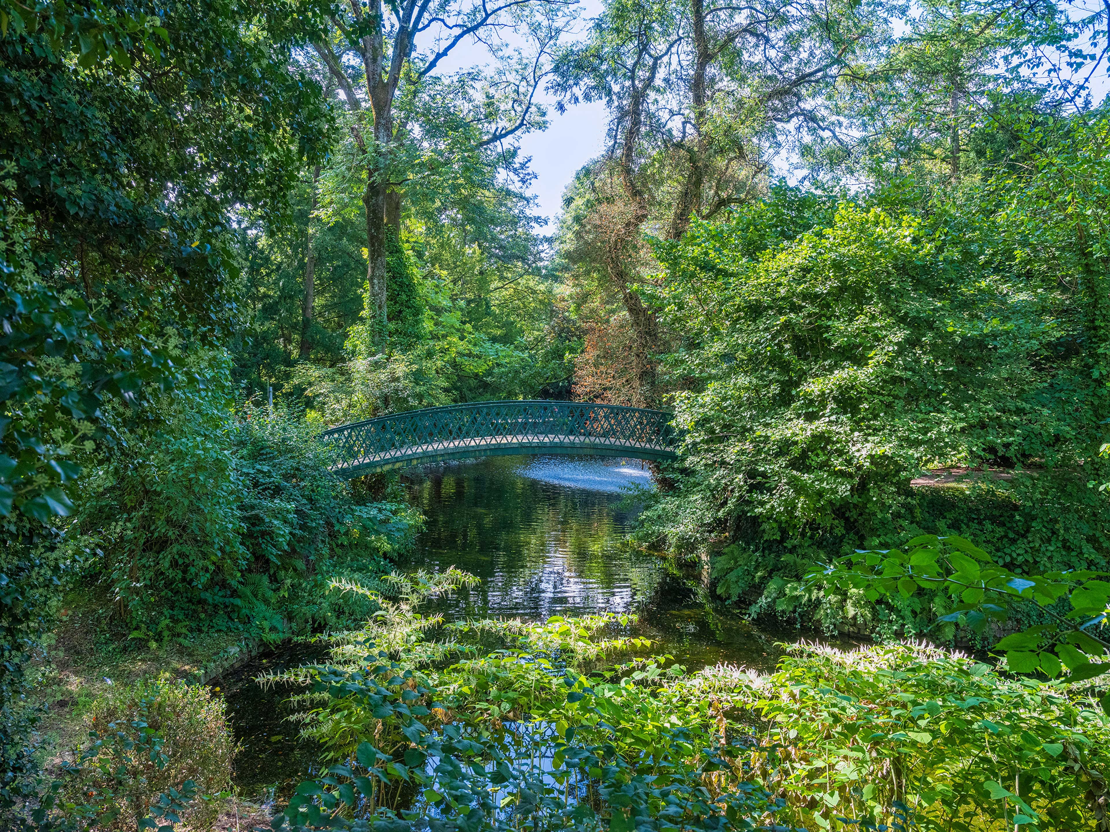 Westpark View of the Westparkweiher pond with bridge.