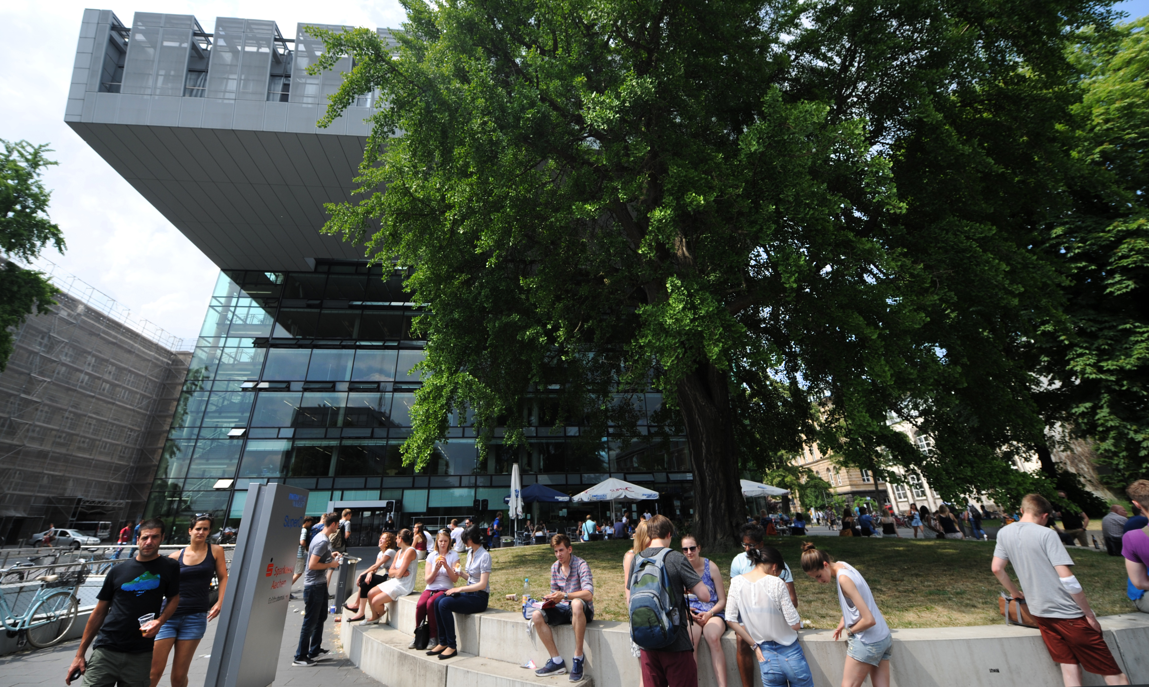 The Super C in Aachen. Many students in the foreground.