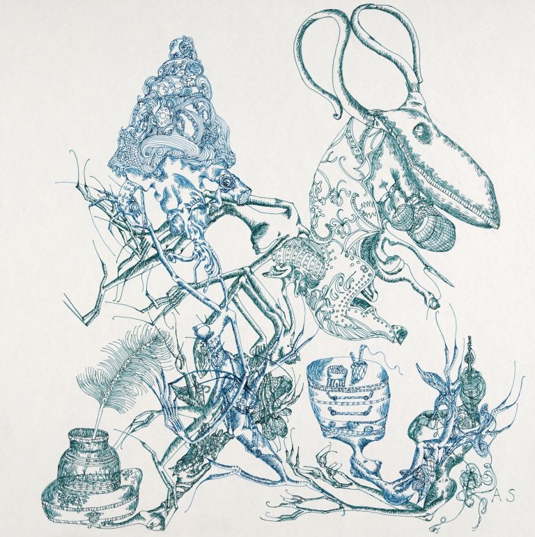 03_Annika Sachtleben, Tailoring, 2024, ink on paper, on loan from Lebenshilfe Aachen Werkstätten & Service GmbH