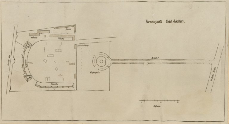 Drawn plan of a stadium with circulation and access routes