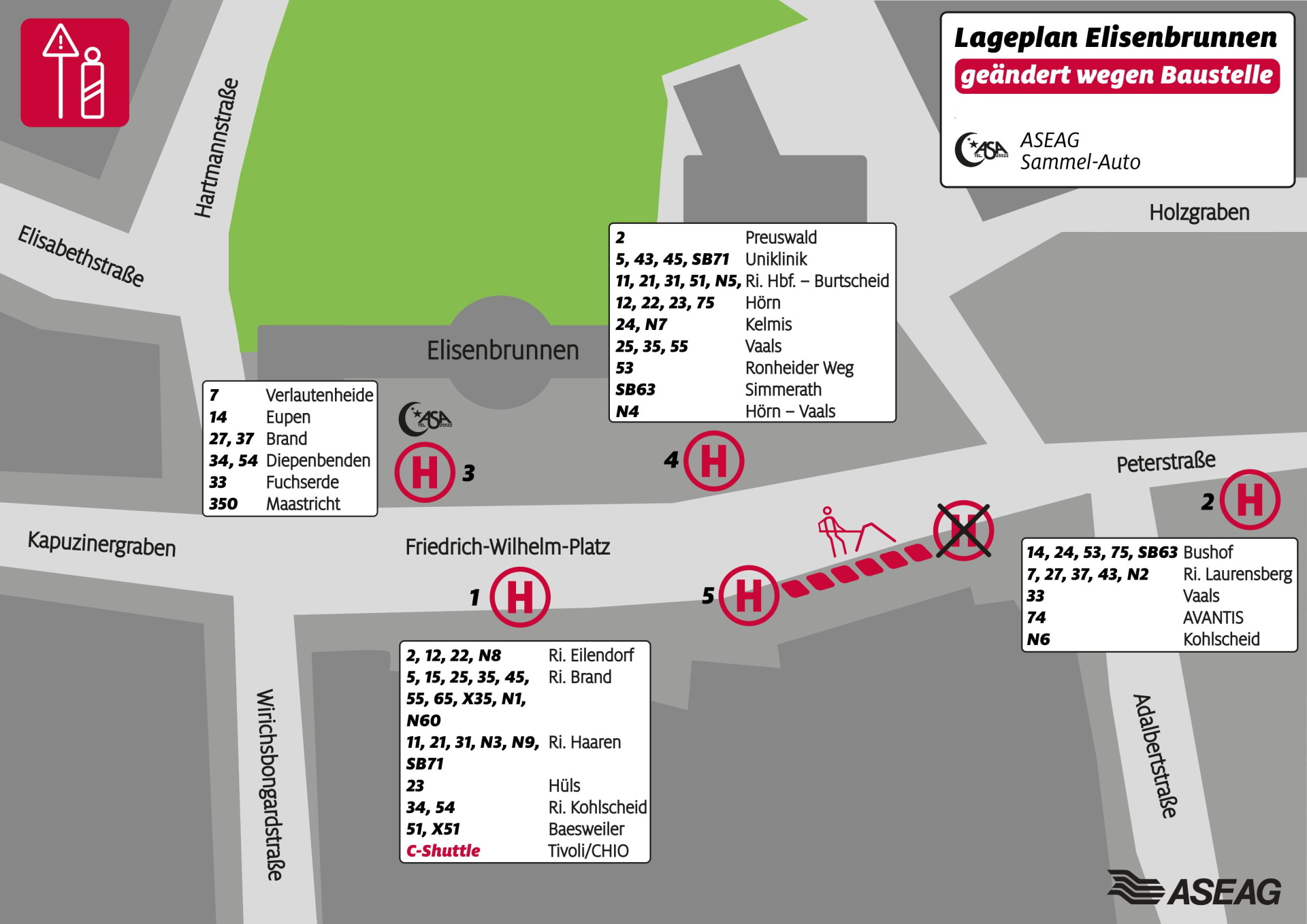 Elisenbrunnen: Stops will be relocated