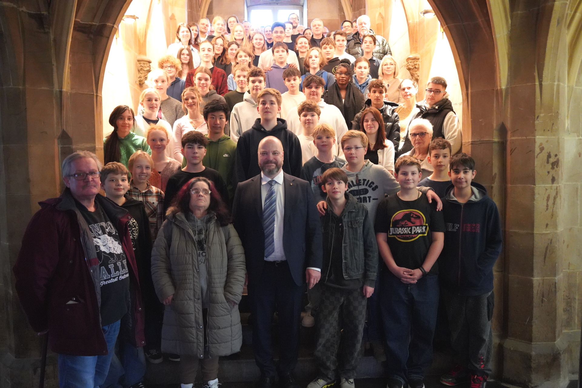 Lord Mayor with people in the town hall