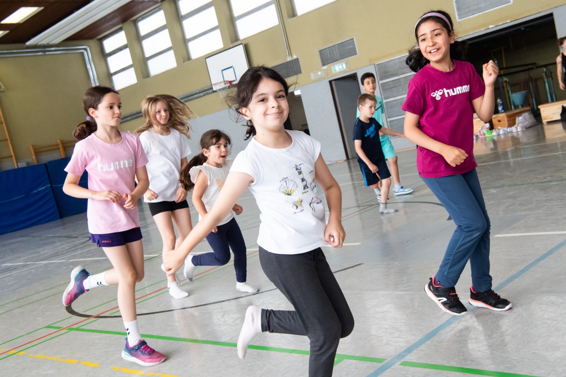 Children in a sports hall