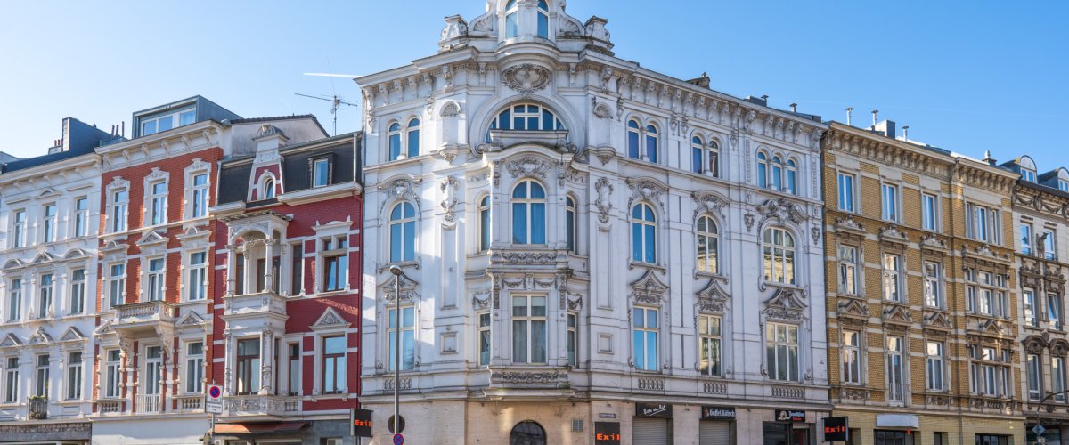 Facades of older apartment buildings