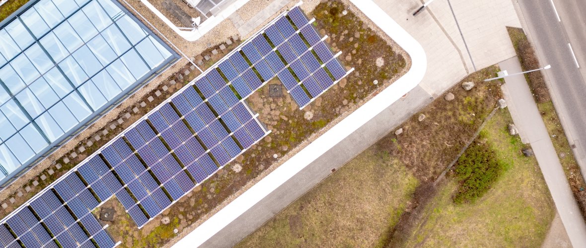 Image par drone de la centrale solaire Trianel Image par drone de la centrale solaire Trianel