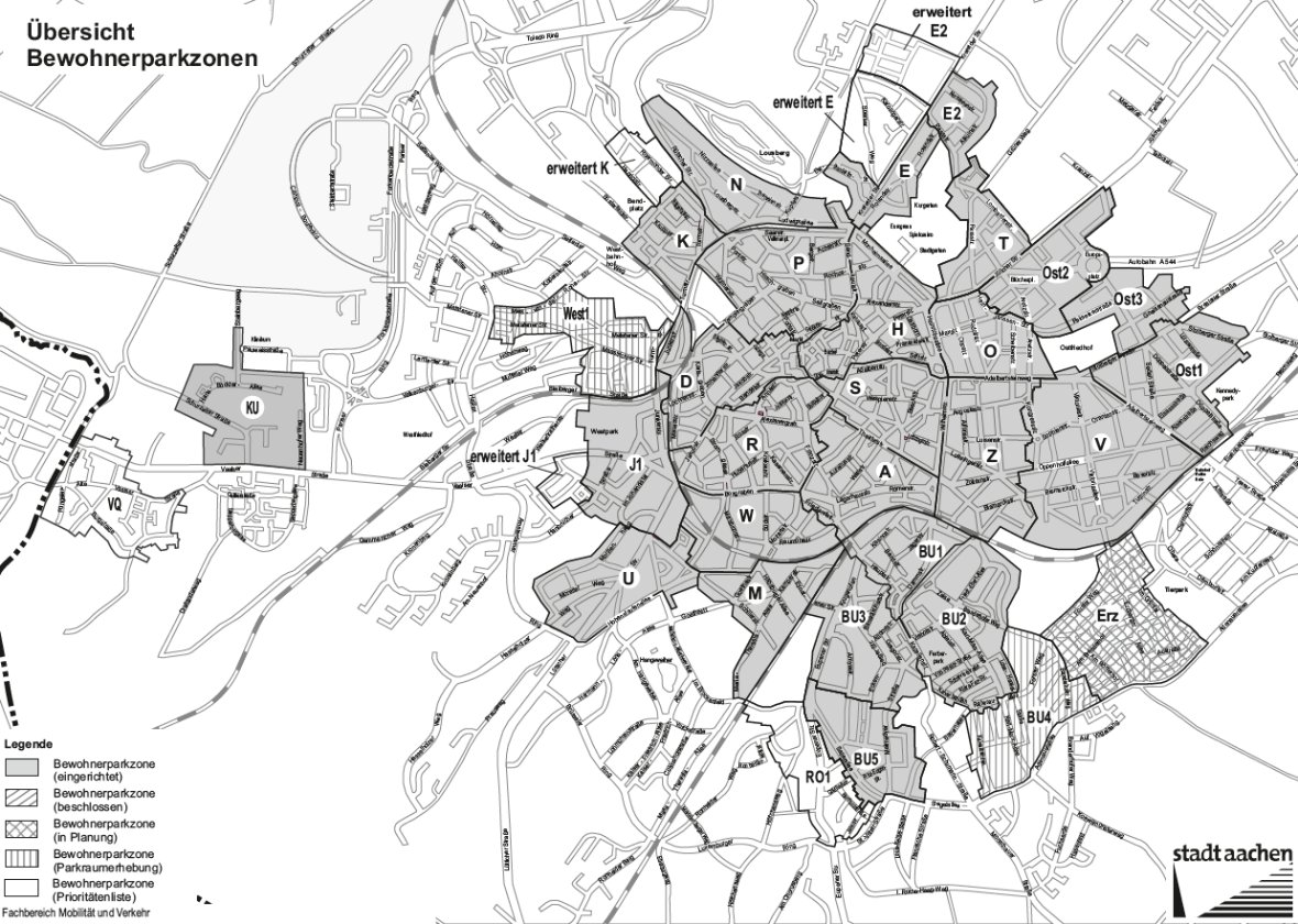 Aperçu des zones de stationnement pour résidents