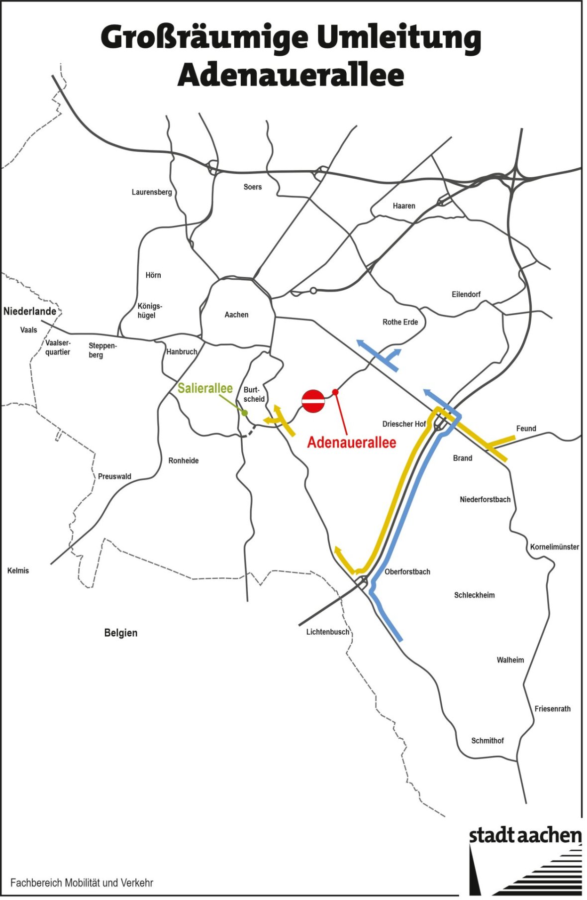Déviation à grande échelle sur l'Adenauerallee Déviation à grande échelle sur l'Adenauerallee