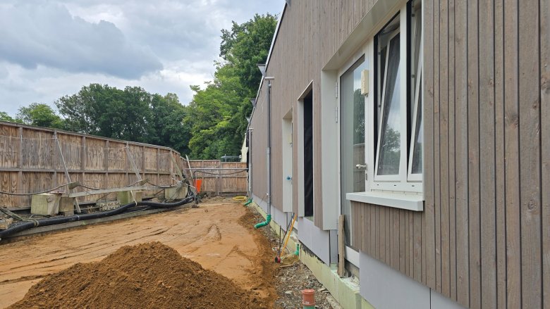 Sous-structure pour les travaux de pavage devant la zone du personnel et de l'entrepôt