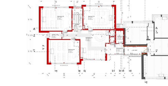 Plan de l'étage supérieur de l'extension