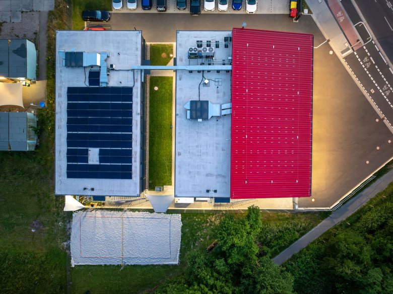Vue aérienne de la caserne de pompiers