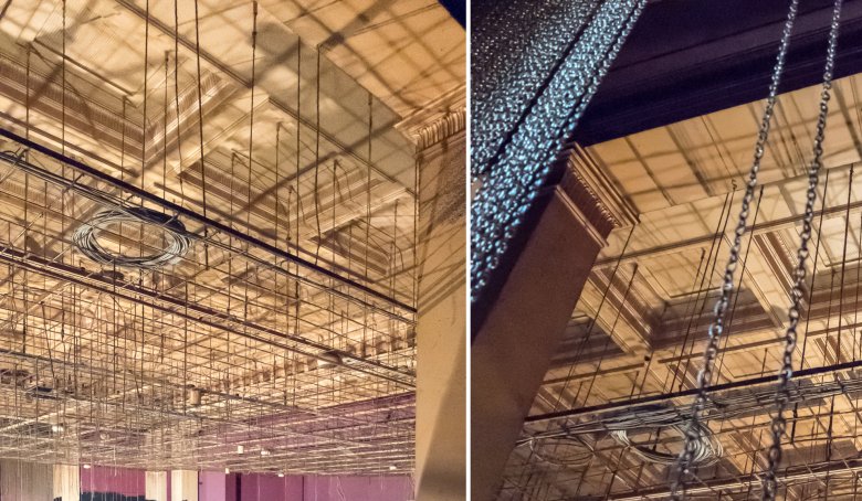 Sous-structure de l'ancien ciel de chaînes dans la grande salle.