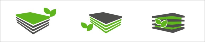 Symbole_BuGG_c_BuGG_2025 Symboles du BuGG pour toit vert, façade verte et espace vert