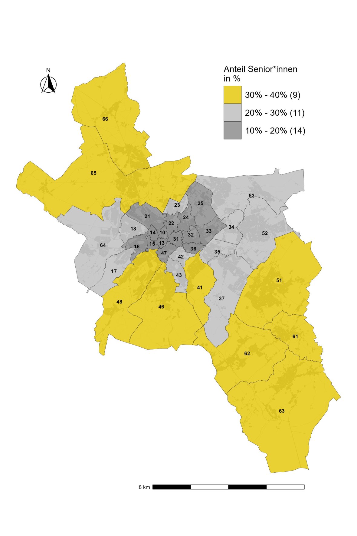 Het percentage senioren op een kaart