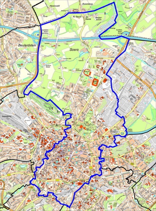 Kaart van de wijk "Centrum en Soers