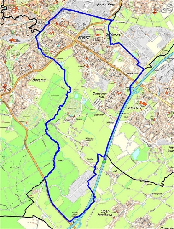 Kaart voor wijk 6 "Forst en Drischer Hof".