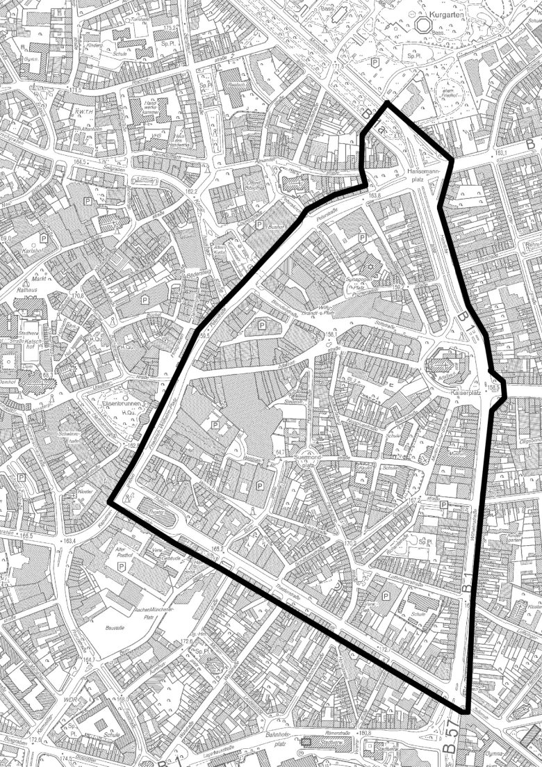 Grafische afbakening van het Suermondt-gebied in Aken