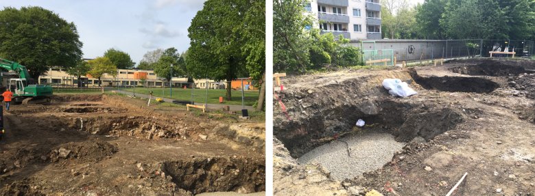 De grondwerkzaamheden voor de fundering vorderen.