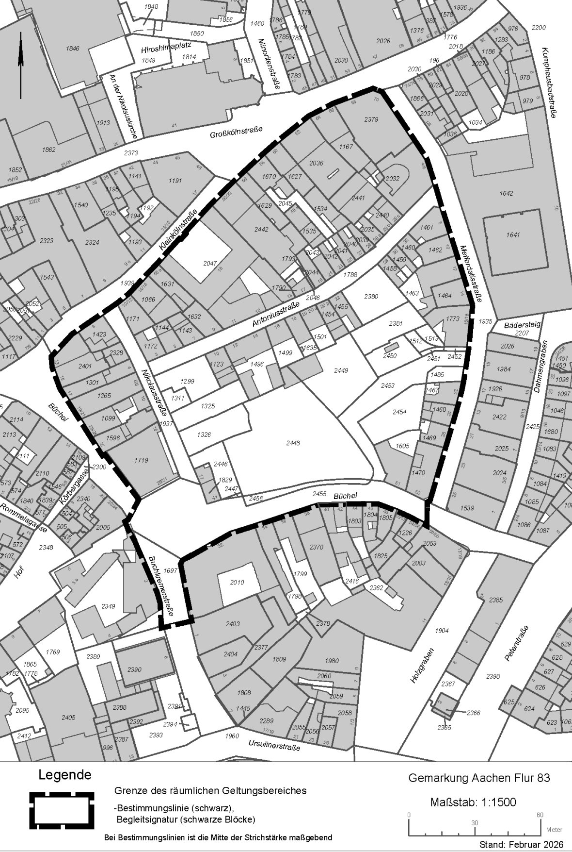Grafische afbakening van het herontwikkelingsgebied Büchel