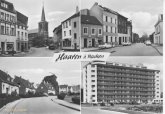 Een zwart-wit ansichtkaart in collagevorm van Haaren in de jaren 1970. Er staan vier gebouwen op afgebeeld.