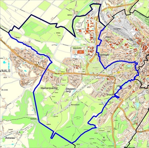 Karte für den Bezirk 11 "Kronenberg und Aachen-West"