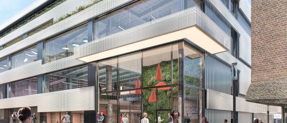 Fassade Haus der Neugier als Ausschnitt in Eckansicht