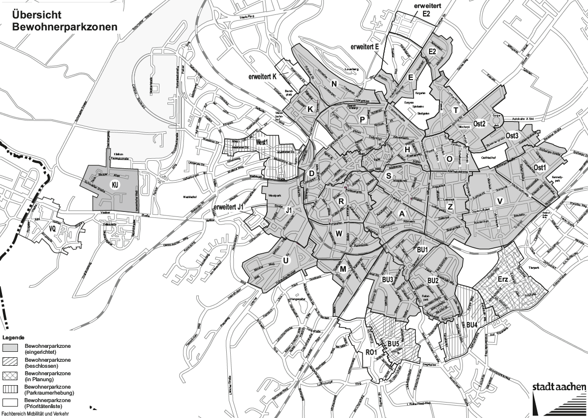 Übersicht Bewohnerparkzonen