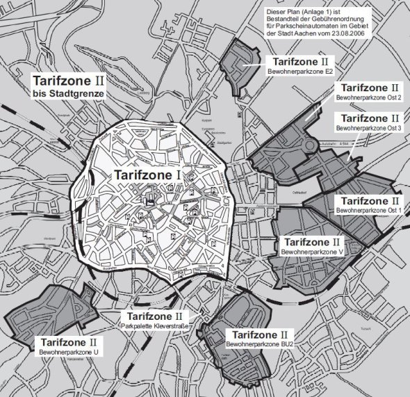 Stadtkarte mit Tarifzonen