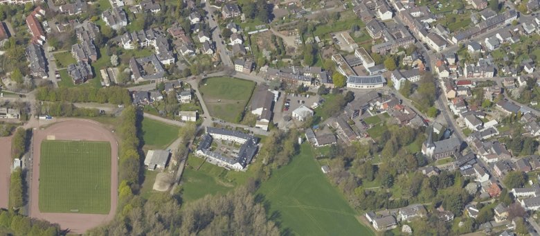 DIe Ortsmitte Richterich aus der Vogelperspektive