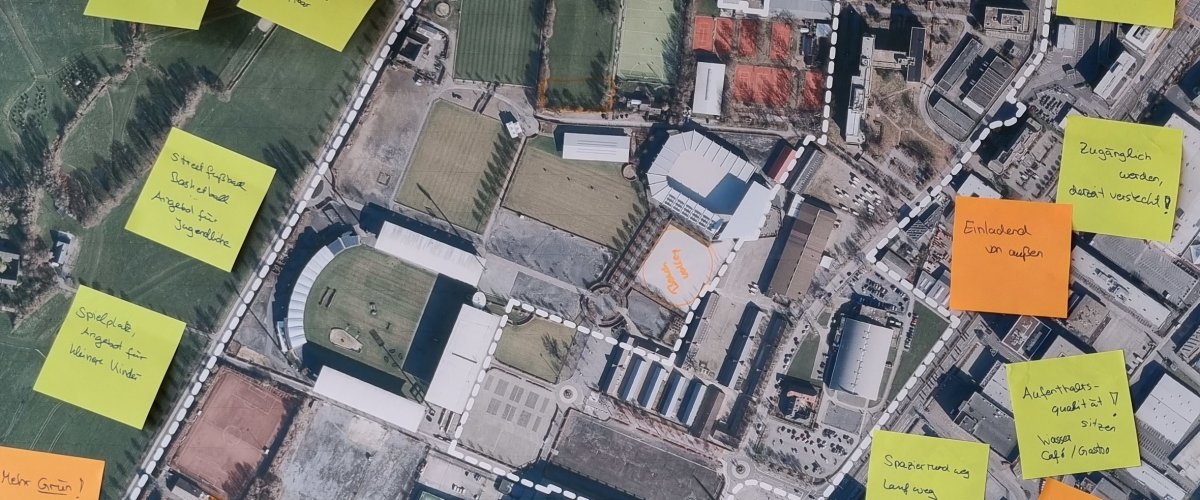Karte des Sportpark Soers mit Notizen
