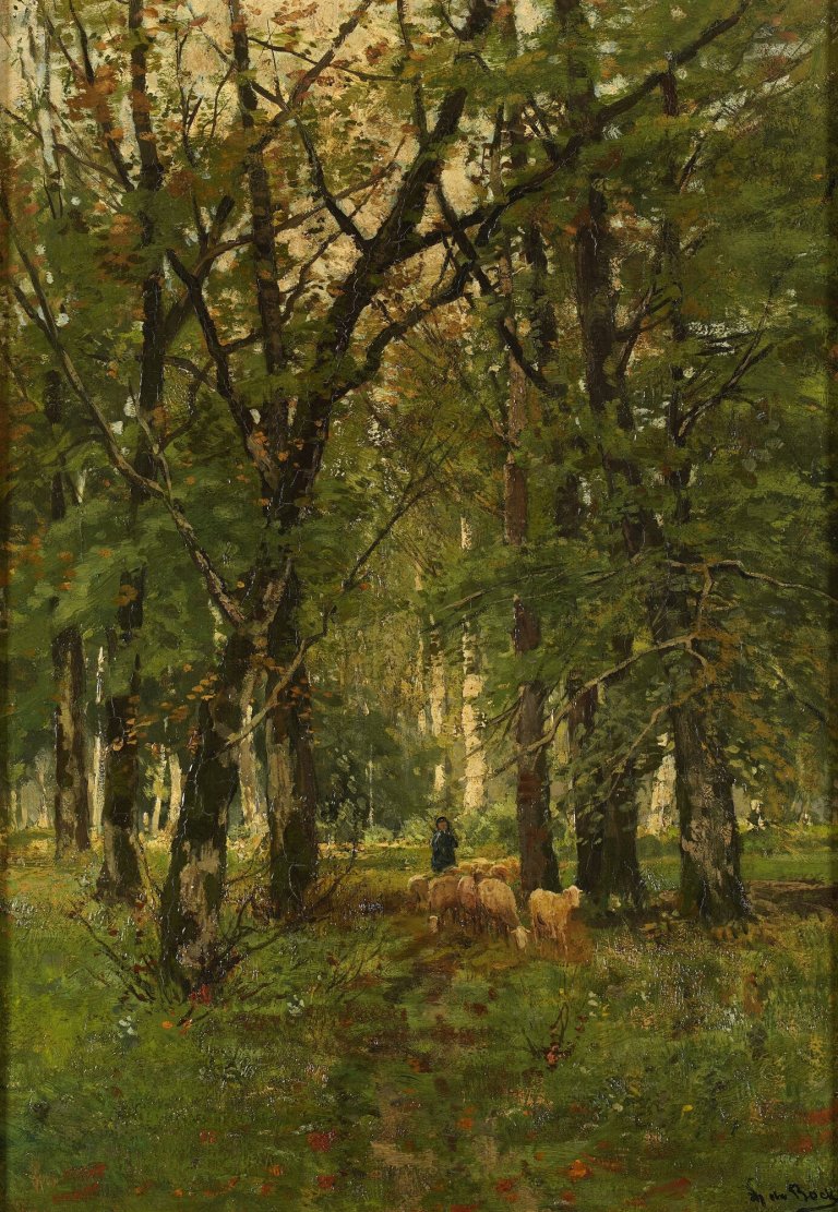Théophile de Bock (1851 – 1904), Waldlandschaft, Öl auf Leinwand.